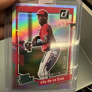 2023 DONRUSS BASEBALL ELLY DE LA CRUZ SP RATED PROSPECT CAROLINA BLUE HOLO FOIL